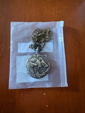 Antique-Style Bronze Horse Pocket Watch Necklace